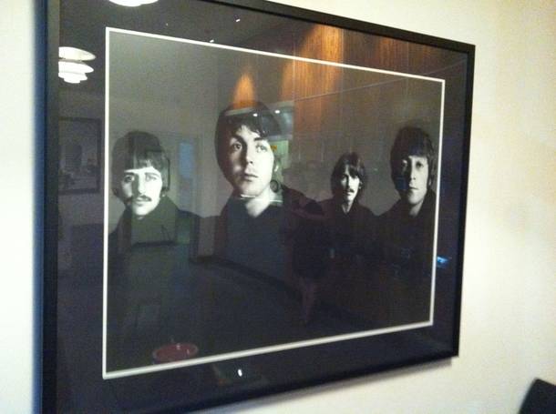 Visitors to Capitol Records in Hollywood are met by a 1967 portrait of The Beatles in the company's entryway. 