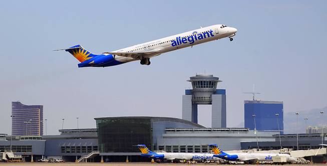 An Allegiant Air jet takes off from McCarran International Airport on Friday, Aug. 26, 2011.