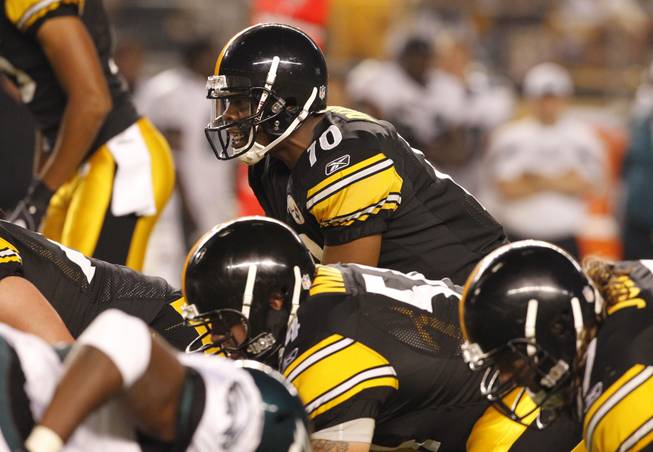 Pittsburgh Steelers quarterback Dennis Dixon (10) leads the offense as he plays during the fourth quarter of the NFL preseason football game against the Philadelphia Eagles on Thursday, Aug. 18, 2011 in Pittsburgh. The Steelers won 24-14. 