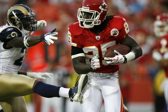 Jamaal Charles rushes in a game against the Saint Louis Rams in this file photo.