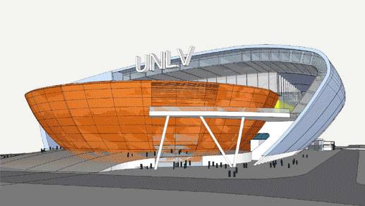 Renderings of a proposed stadium on the UNLV campus.