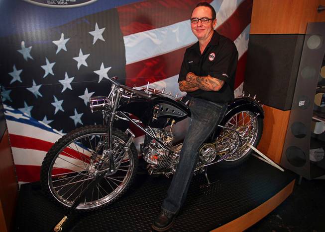 Shaun Ruddy of Phat Choppers poses at the Arlen Ness Motorcycles shop Tuesday, September 13, 2011. Ruddy will be competing in the Artistry in Iron competition at Las Vegas BikeFest Sept. 29 through Oct. 2.
