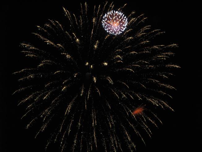 Fireworks light the night sky at the Lake Las Vegas fireworks make-up show Saturday Sept. 17.
