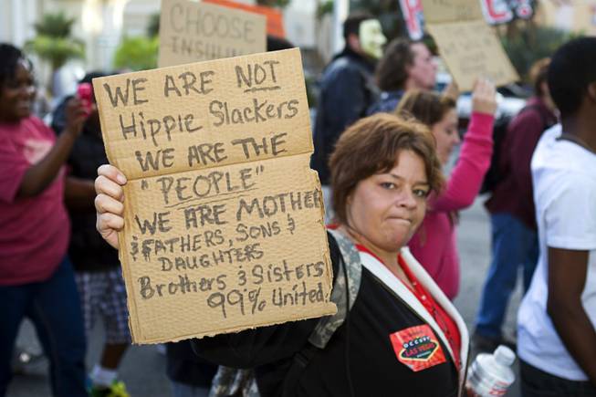 Occupy Las Vegas demonstrators on The Strip