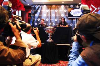 Will Power and Dario Franchitti take part in a news conference Wednesday, Oct. 12, 2011, to publicize Sunday's Izod IndyCar World Championship at Las Vegas Motor Speedway.
