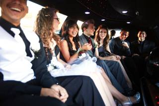Chaparral High School students take a limousine from Chaparral to Yard House at Red Rock Resort for a pre-homecoming dinner Saturday, Oct. 15, 2011.