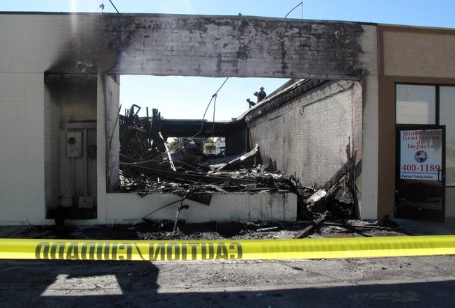 Clark County fire officials said a blaze Thursday morning at the Commercial Center District on Sahara Avenue caused more than $500,000 damage to four businesses. Most damage was contained to a closed business in the strip mall.