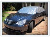 This reflective fabric car cover wraps around the full top half of a vehicle to act like a portable garage. It's secured with hooks and straps, and developers say it works better than a sun shade because its material is non-breathable and waterproof.