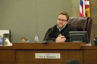 The honorable Judge Eric Goodman presides over the arraignment of Justin Caramanica at the Regional Justice Court, Thursday Nov. 10, 2011. Caramanica is accused of hitting and killing 12-year old Faith Love on Halloween night while allegedly driving under the influence.