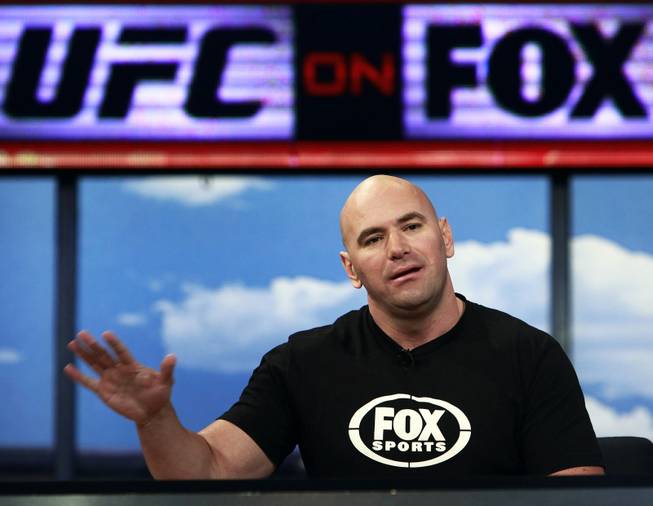 UFC President Dana White announces a multiyear agreement between Ultimate Fighting Championship and Fox Media Group in August 2011 at a news conference at Fox Studios in Los Angeles.
