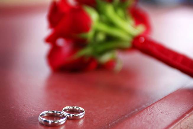 Wedding rings for a ceremony at Little Church of the West in Las Vegas Friday November 11, 2011.