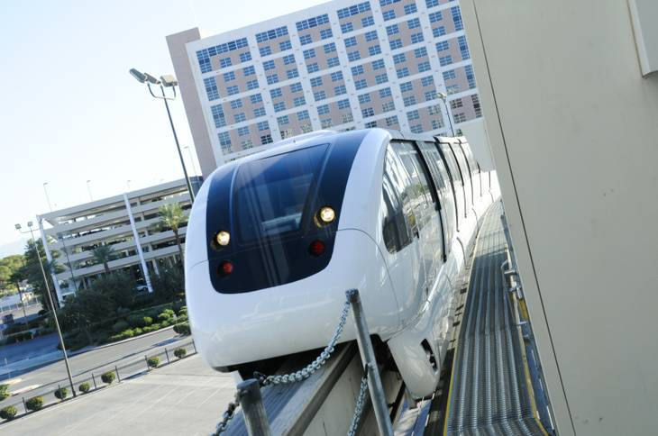 The Las Vegas Monorail pulls into the Convention Center station on Monday, Nov. 14, 2011.