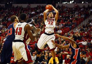 Chace Stanback goes up for a shot during UNLV's game against Morgan State at the Thomas and Mack Center Sunday, November 20, 2011.
