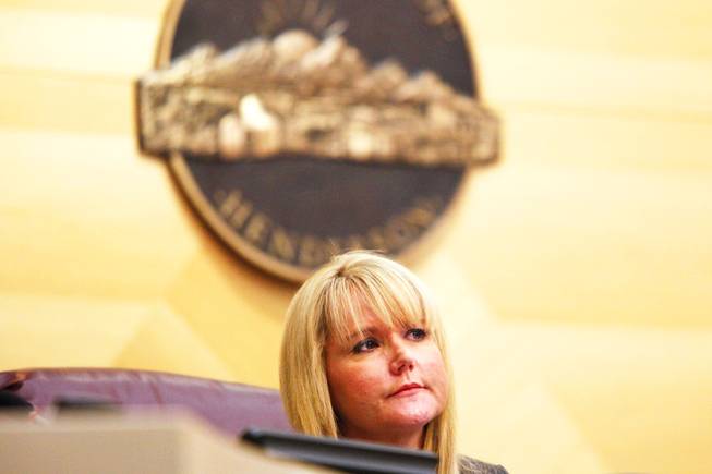 City Councilwoman Kathleen Vermillion listens during a Henderson City Council meeting Tuesday, Nov. 29, 2011,  in which the council unanimously appointed Josh M. Reid, U.S. Senate Majority Leader Harry Reid's son, to be the next city attorney.