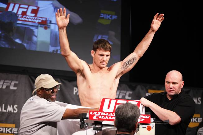 Michael Bisping weighs in during The Ultimate Fighter 14 Finale weigh-in at The Palms in Las Vegas Friday, December 2, 2011.