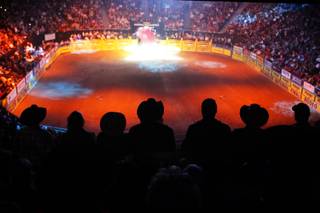 The opening ceremonies of the final round of the National Finals Rodeo at the Thomas & Mack Center in Las Vegas Saturday, December 10, 2011.