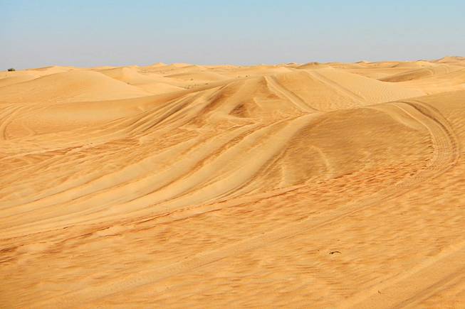 In Dubai, United Arab Emirates, a view of the sand dunes on the city outskirts. December  2011.