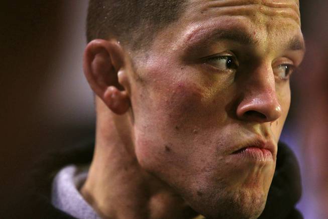 Nate Diaz talks to the media during an open workout in advance of UFC 141 Tuesday, Dec. 27, 2011. Diaz will face fellow lightweight Donald Cerrone on Friday.