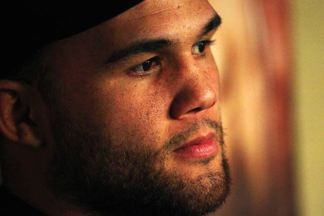 Middleweight Robbie Lawler listens to a question during an open workout Wednesday, Jan. 4, 2011 in advance of the Strikeforce: Rockhold vs. Jardine event.