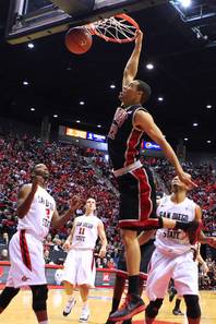 UNLV forward Chace Stanback dunks on San Diego State during their game Saturday, Jan. 14, 2012 at Viejas Arena in San Diego. San Diego State won the Mountain West Conference opener 69-67.