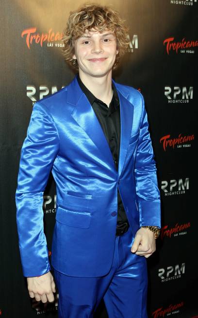 Blue satin suit-wearing Evan Peters celebrates his 25th birthday at ...