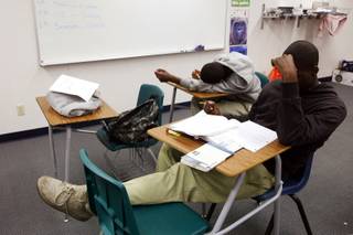 Students study in the StarOn classroom at Mojave High School in North Las Vegas on Feb. 2, 2012.