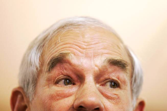 Rep. Ron Paul speaks at a rally for Philippine-American veterans at the Leatherneck Club in Las Vegas Friday, Feb. 3, 2012.