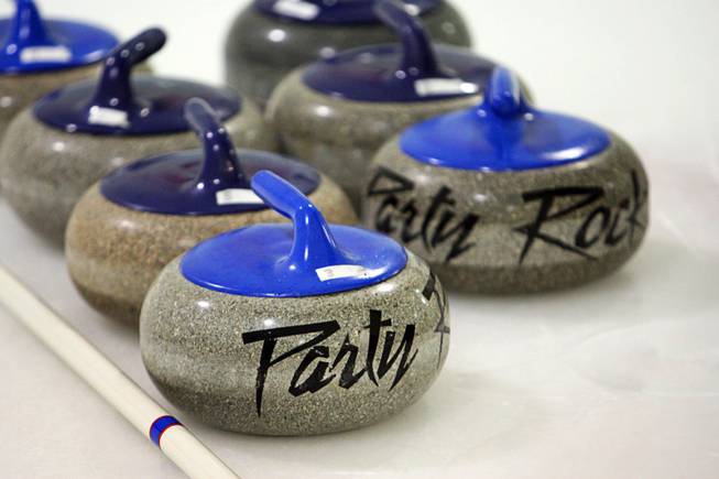 Forty-two pound granite stones are shown at the Las Vegas Ice Center on West Flamingo Road on Feb 12, 2012.