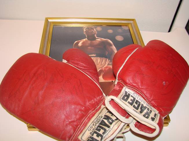 The gloves worn by Muhammad Ali in his TKO victory over Floyd Patterson at the Las Vegas Convention Center in November 1965.
