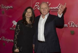 Actor Sir Anthony Hopkins and his wife Stella Arroyave arrive for the 16th annual Keep Memory Alive 