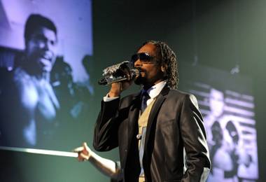 Rapper Snoop Dogg performs at Keep Memory Alive’s “Power of Love Gala” celebrating Muhammad Ali’s 70th birthday at MGM Grand Garden Arena on Saturday, Feb. 18, 2012.