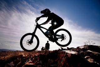 A rider competes in the Downhill at Reaper Madness at Bootleg Canyon in Boulder City on Sunday, Feb. 19, 2012.