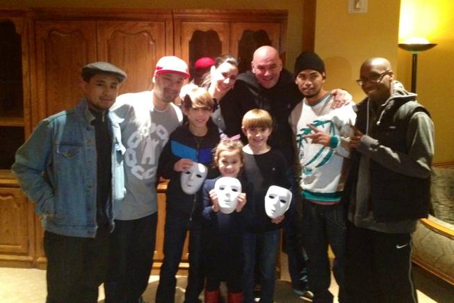 Dana White and his family backstage with the Jabbawockeez at the Monte Carlo on Saturday, Feb. 18, 2012.