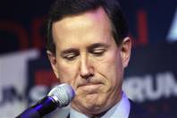 Republican presidential candidate, former Pennsylvania Sen. Rick Santorum speaks during his primary election night party, Tuesday, Feb. 28, 2012, in Grand Rapids, Mich.  (AP Photo/Eric Gay)
