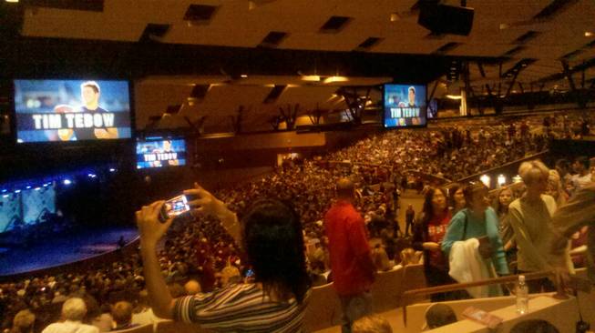 Thousands of people went to Canyon Ridge Christian Church to hear Denver Broncos quarterback Tim Tebow.