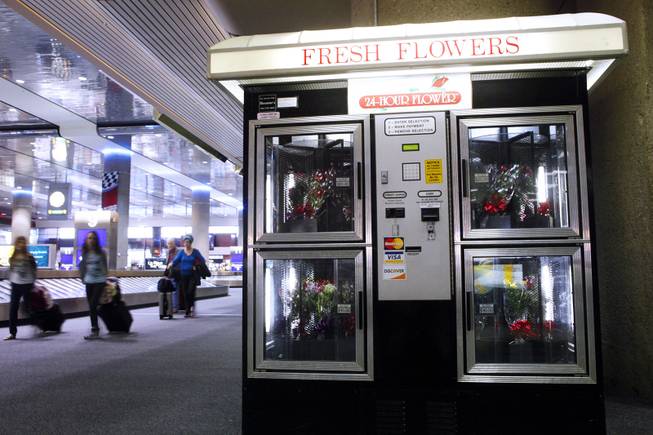 The Fresh Flowers vending machine inside McCarran Airport in Las Vegas on Wednesday, March 7, 2012.