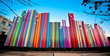 You can't miss this striking, colorful installation at the Smith Center. Snap away.