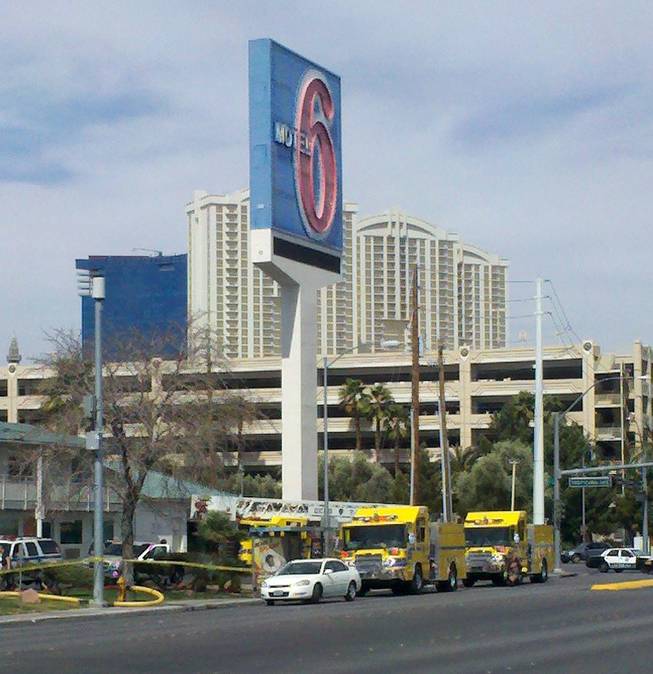 Clark County firefighters responded late Sunday morning to a fire in a water heater room at a Motel 6 several blocks from the Las Vegas Strip. The Motel 6 is located at 195 E. Tropicana Ave.