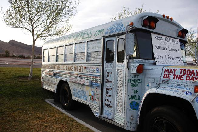 Bob Votruba's Kindness Bus parked at Police Memorial Park in ...