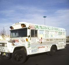 Bob Votruba, founder of the One Million Acts of Kindness campaign, bought this bus from Craigslist and transformed it into a traveling home fit for his journey.