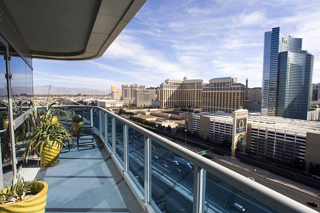 A view of Strip casinos is shown from the balcony of a residence on the 22nd floor of The Martin condo tower on Tuesday, March 13, 2012. The high-rise residential tower, formerly Panorama Tower North, is celebrating the completion of a $3 million redesign.