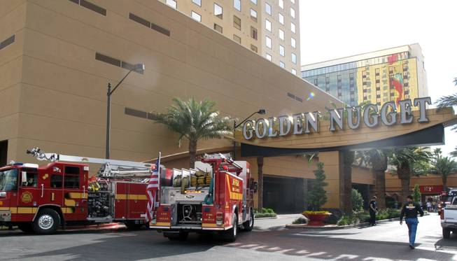 A fire in a room at the Golden Nugget critically injured an unidentified man Thursday morning, forcing the evacuation of several floors in one tower. Fire investigators have not determined what caused the blaze.