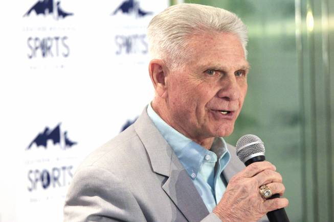 Inductee Frank Nails gives speaks during a news conference announcing the new members of the Southern Nevada Sports Hall of Fame Tuesday, March 20, 2012.