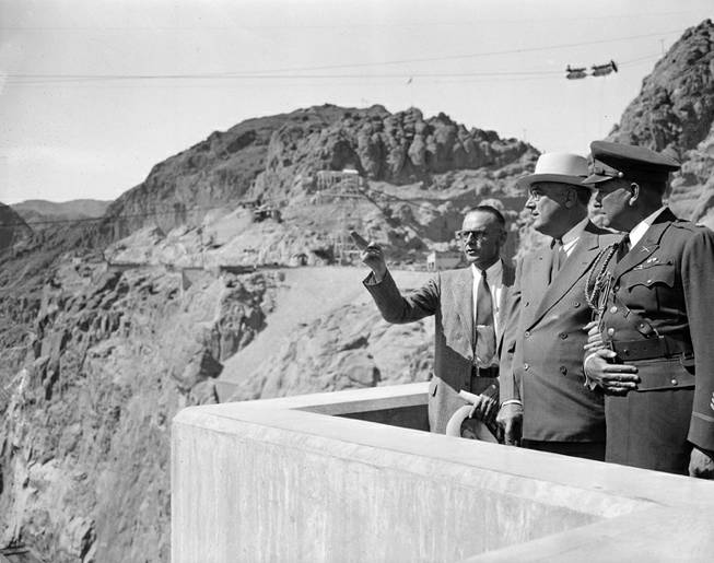 Franklin Delano Roosevelt at the Hoover Dam.