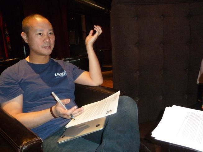 Tony Hsieh during his interview of the Venture for America college students on Friday April 13, 2012.