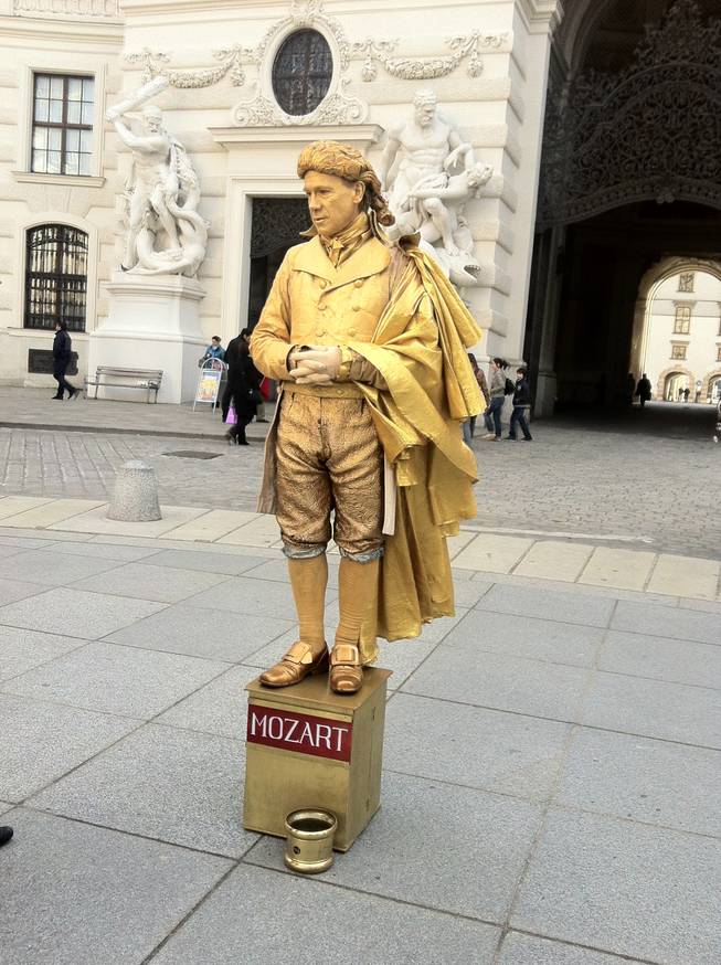 The statue of Mozart -- wait, he is real!