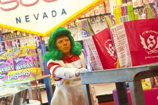 IT'SUGAR, which host a large selection of Wonka brand candy, utilized the help of Wonka'a Oompa Loompas during the opening of it's newest location at The Grand Canal Shoppes inside the Venetian, Thursday April 19, 2012.