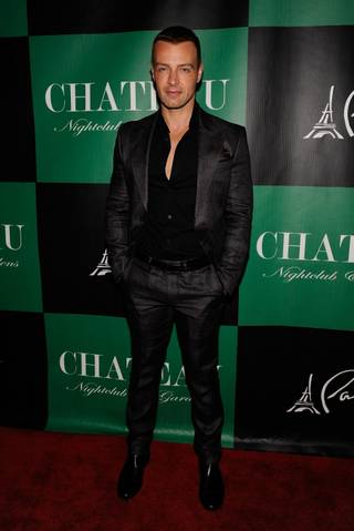 Joey Lawrence arrives to celebrate his 36th birthday at Chateau Nightclub & Gardens in the Paris on Saturday, April 28, 2012.