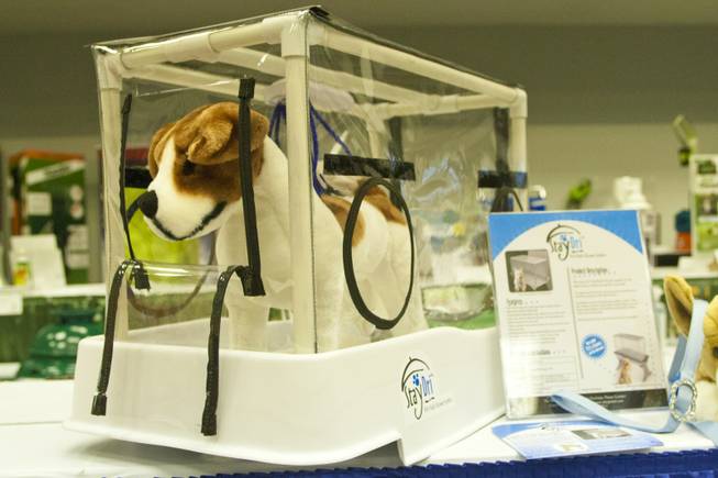 The StayDri portable device for washing your dog, while staying dry, is shown at the 2012 National Hardware Show in Las Vegas, Wednesday May 2, 2012.