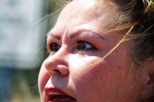 Teresa Sandoval-Salazar, a parent, speaks to the media during a protest outside of Vegas Verdes Elementary School on Monday, May 7, 2012.